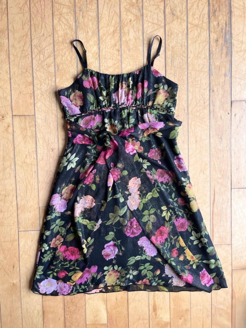 Terra Nostra Y2K Floral Babydoll Empire Waist Chiffon Dress Size 12